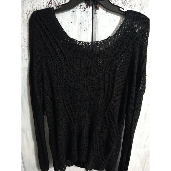 Lauren Ralph Lauren Netted Long Sleeve Sweater Xl Black - Picture 2 of 9